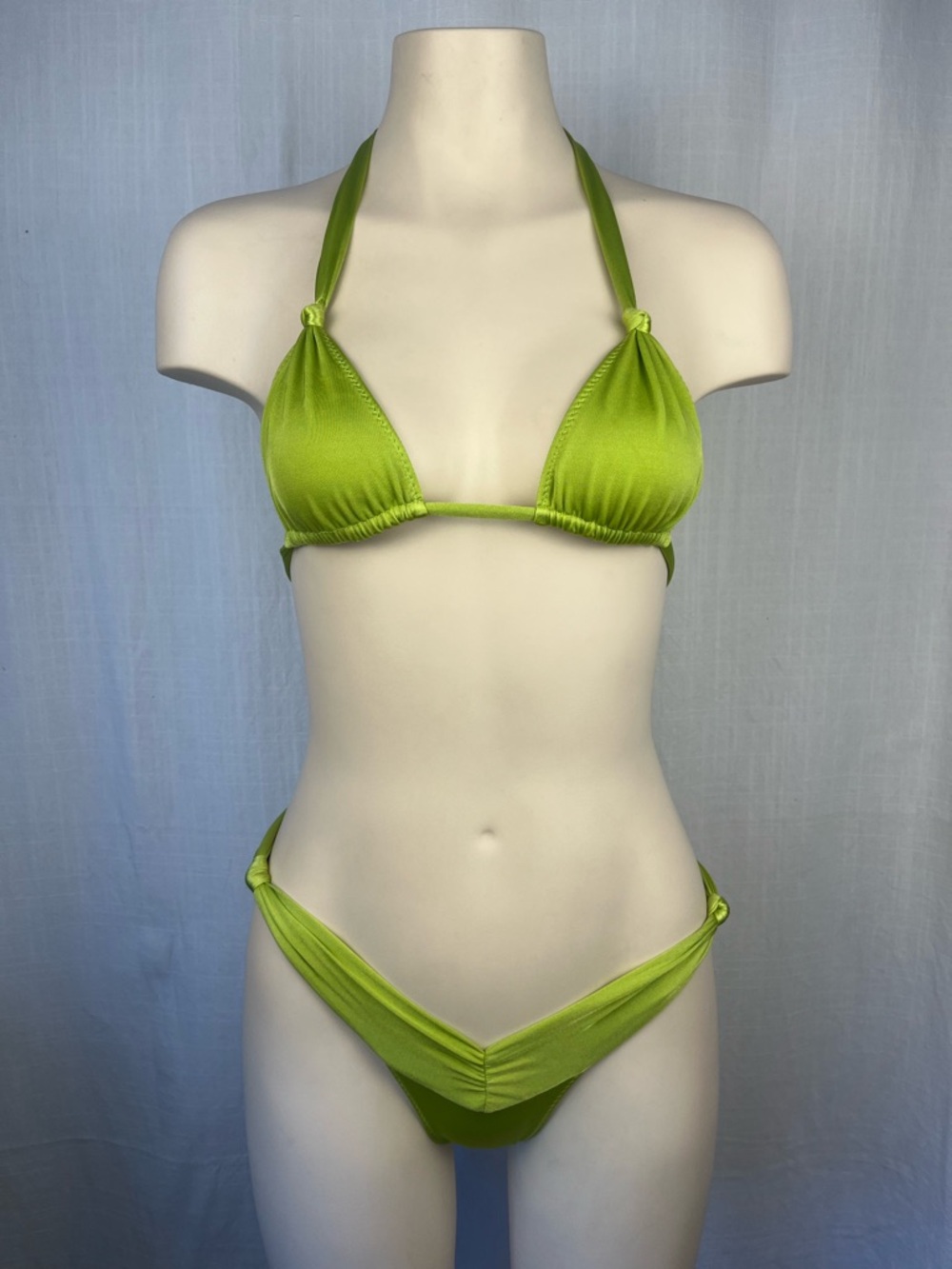 Sommer Swim Lime Green Triangle Halter Bikini Set - Women Swim